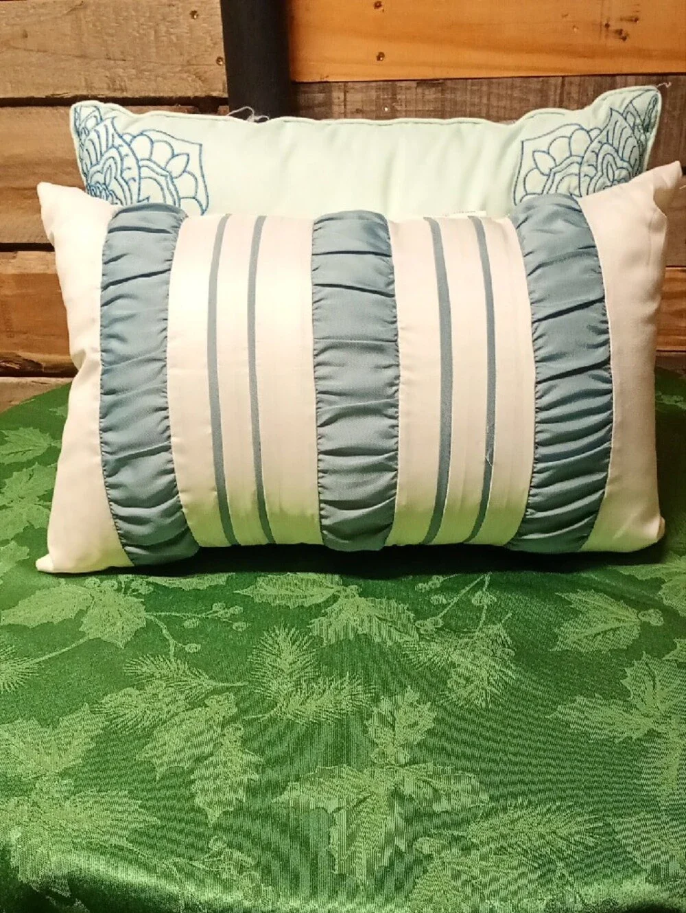 Elegant Blue & Cream Decorative 3 Pillow  Set - Home Bedding